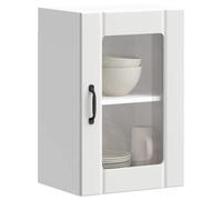 JHQHSM Pensile da Cucina con Porta in Vetro Lucca Bianco - Armadietto Montato a Parete per Ottimizzare Spazio, Materiale Legno Multistrato Resistente all'Umidità, Design Moderno