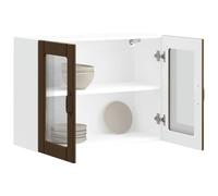 JHQHSM Pensile da Cucina con Porta in Vetro Lucca Rovere Marrone - Armadietto a Parete in Truciolato Resistente all'Umidità per Ottimizzare lo Spazio - Design Pratico con Ante