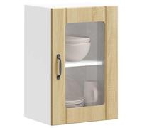 JHQHSM Pensile da Cucina con Porta in Vetro Lucca Rovere Sonoma - Armadietto Montato a Parete per Ottimizzare Spazio, Materiale Legno Multistrato Resistente all'Umidità, Design