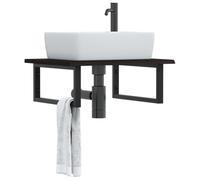 JHQHSM Piano lavabo con supporto in acciaio e legno massello di quercia - Ripiano portaoggetti per bagno - Ripiano a parete - Design robusto