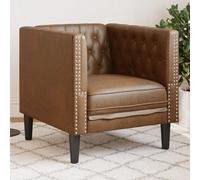 JHQHSM Poltrona Chesterfield marrone ecopelle effetto camoscio, comoda sedia imbottita con tessuto in microfibra per una lunga durata e una facile pulizia, ideale per il relax