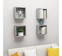 JHQHSM Scaffali a cubo 4 pezzi, grigio cemento, 30 x 15 x 30 cm, set di scaffali da parete per soggiorno e cucina, robuste mensole sospese per riporre decorazioni e barattoli di spezie, scaffale