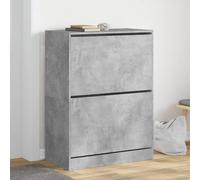 JHQHSM Scarpiera con 2 alette grigio cemento, 80 x 42 x 108 cm, salvaspazio in materiale di legno con molto spazio, resistente all'umidità e stabile per modernità