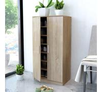 JHQHSM Scarpiera con 7 scomparti effetto quercia - Armadietto moderno con 2 ante per un massimo di 14 paia di scarpe, stabile e durevole organizzazione di scarpe di alta qualità