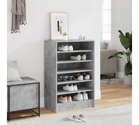JHQHSM Scarpiera grigio cemento, 60 x 35 x 92 cm, materiale in legno con 7 scomparti per scarpe, stivali, pantofole, stile moderno, stabile, durevole, facile da pulire con panno umido