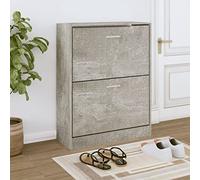 JHQHSM Scarpiera grigio cemento, 63 x 24 x 81 cm, materiale in legno con 2 alette - moderno organizer per scarpe per ingresso e corridoio, mobile durevole con scomparti ribaltabili, vano portaoggetti