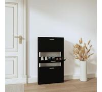 JHQHSM Scarpiera nera 59 x 17 x 108 cm in legno con 3 alette - Organizer moderno per scarpe per ingresso e corridoio, mobile durevole con scomparti ribaltabili, soluzione di archiviazione