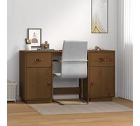JHQHSM Scrivania con Armadietti, Scrivania da Ufficio Tavolo da Lavoro Scrivanie Desk Adatto per Sala studio Ufficio Soggiorno Dormitorio ambra 135x50x75cm Legno Massello Pino