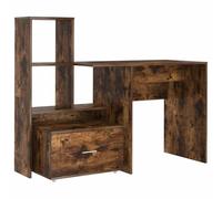 JHQHSM Scrivania moderna con libreria e vano portaoggetti in rovere affumicato, 131 cm
