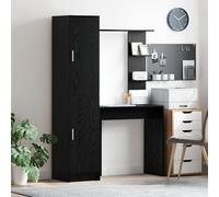 JHQHSM Scrivania moderna con spazio di archiviazione in legno di quercia nero, per home office e studio con ripiani integrati, due ante superficie antigraffio, due tipi di montaggio