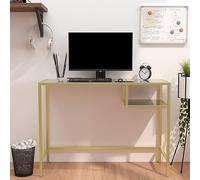 JHQHSM Scrivania per Computer, Desk Scrivanie Scrivania salvaspazio Tavolo da Lavoro Adatto per Dormitorio Soggiorno Ufficio Sala studio Marmo Nero 100x36x74 cm Vetro Temperato