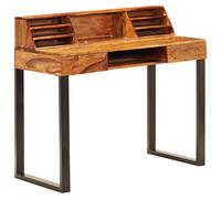 JHQHSM Scrivania, Tavolo da Lavoro Scrivania da Ufficio Scrivanie Desk Adatto per Ufficio Sala studio Soggiorno Dormitorio 110x50x94 cm Massello di Sheesham e Acciaio