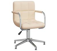 JHQHSM Sedia da pranzo girevole in tessuto crema con molla a gas e funzione girevole a 360 gradi, moderna sedia da cucina con telaio in acciaio e imbottitura per comfort e durata