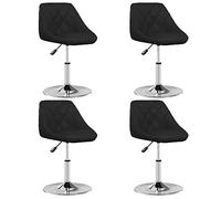 JHQHSM Sedie per sala da pranzo, 4 pezzi, in ecopelle nera con struttura in acciaio cromato e molla a gas - Sedia girevole regolabile in altezza per sala da pranzo, cucina, ufficio, bar o caffetteria