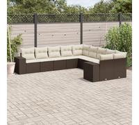 JHQHSM Set da 10 pezzi da giardino con cuscino, marrone, in rattan sintetico, resistente alle intemperie, in polietilene, con spazio di archiviazione e rivestimenti rimovibili per terrazze. Questo