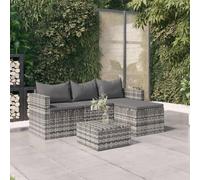 JHQHSM Set da 3 pezzi da giardino con cuscino grigio polyrattan, divano tavolo tavolo sgabello in rattan PE resistente alle intemperie, struttura robusta e imbottitura per il relax
