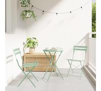 JHQHSM Set da 3 pezzi Pieghevole Bistro in Acciaio Verde Menta Arredamento Rotondo per Balcone e Terrazza con Acenti Grigio Chiaro, Resistente ai raggi UV e Salvaspazio Design Portatile
