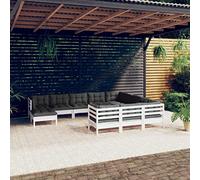 JHQHSM Set da giardino con cuscino in legno di pino bianco, 4 cuscini, robusto legno massiccio per terrazza e giardino, set di mobili modulari per il relax e la convivialità