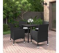 JHQHSM Set da pranzo da giardino con cuscini in polyrattan e vetro, elegante mobili da terrazza con verniciatura a polvere per comfort e durata, sedie in rattan PE resistente alle intemperie