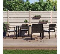 JHQHSM Set da pranzo da giardino con cuscino in polyrattan e acciaio, resistente alle intemperie, in rattan sintetico, con struttura in acciaio e lastra in vetro temperato, comodi cuscini per terrazze