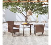 JHQHSM Set da pranzo da giardino in polyrattan marrone, set da pranzo da esterno con sedie, cuscini imbottiti e telaio in acciaio per terrazze, giardino. Questo set contiene 149 caratteri.