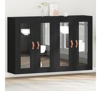 JHQHSM Set di 2 armadi a parete in legno di quercia nera 69,5 x 34 x 90 cm Engineering Credenza a buffet con 6 ante di pannello, scaffali, lavorazione di alta qualità, versatile