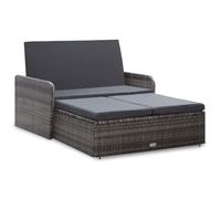 JHQHSM Set di 2 cuscini da giardino in polyrattan, colore grigio, con vano portaoggetti e rattan PE impermeabile, per terrazza, balcone ed esterno, include 1 divano, 1 pezzo