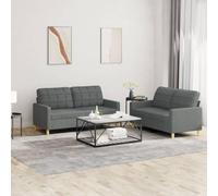JHQHSM Set di 2 divani con cuscino in tessuto grigio scuro - Robusto paesaggio residenziale con rivestimento traspirante per un comfort duraturo e un ambiente moderno, resistente
