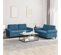 JHQHSM Set di 2 divani con cuscino in velluto blu, imbottitura morbida e robusta struttura in metallo per una lunga durata, design confortevole con imbottitura spessa, ideale per il relax