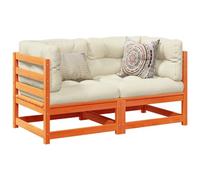 JHQHSM Set di 2 divani da giardino con cuscino in legno di pino marrone cerato, design modulare per terrazzo, robusto mobili a doghe per una comoda seduta all'aperto