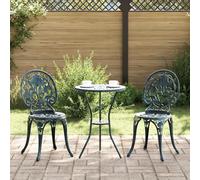 JHQHSM Set di 3 bistrelli da giardino in alluminio pressofuso, 2 sedie e 1 tavolo, design classico per esterni. Questo set da pranzo in ghisa verde per esterni è un ottimo