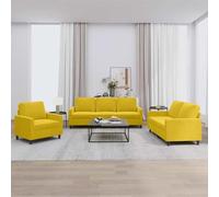 JHQHSM Set di 3 divani con cuscino in velluto giallo - Rivestimento in velluto morbido e struttura in metallo resistente per un comfort duraturo, perfetto per rilassarsi e guardare la TV, spesso