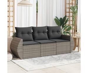 JHQHSM Set di 3 divani da giardino con cuscino grigio polyrattan, design modulare e rivestimenti rimovibili per un lavaggio flessibile, comoda seduta con cuscini imbottiti spessi