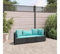 JHQHSM Set di 3 divani da giardino con cuscino, in rattan sintetico, per esterni, per terrazza e giardino, con design modulare e struttura in acciaio verniciato a polvere