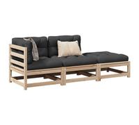 JHQHSM Set di 3 divani da giardino in legno di pino massiccio con cuscino per terrazza e balcone, design modulare, comoda imbottitura, design a doghe durevoli per una ventilazione ottimale,