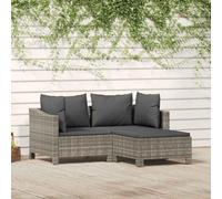 JHQHSM Set di 3 lounge da giardino con cuscino grigio polyrattan, moderno divano esterno con telaio in acciaio, resistente alle intemperie, per terrazze, comodi cuscini imbottiti, semplici