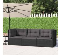 JHQHSM Set di 3 lounge da giardino con cuscino in rattan sintetico, resistente alle intemperie, in rattan sintetico PE e telaio in acciaio, struttura modulare per configurazione flessibile, seduta