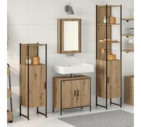 JHQHSM Set di 4 mobili da bagno Artisan in legno compensato con armadi e ripiani per un'organizzazione ottimale, spazio robusto e conservazione moderna, qualità durevole