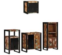 JHQHSM Set di 4 mobili da bagno in legno massiccio riciclato con due armadi e due elementi montabili a parete per lo spazio di archiviazione, organizzazione del bagno