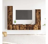 JHQHSM Set di 4 mobili per TV, in legno di affumicatura con montaggio a parete e spazio di archiviazione, mobili classici per TV per soggiorno, robusto mobile TV con resistenza all'umidità