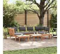 JHQHSM Set di 4 panchine da giardino con cuscino in robusto legno di acacia per terrazza e balcone, cuscino traspirante per esterni e struttura stabile per una maggiore durata e comfort