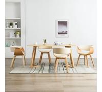 JHQHSM Set di 4 sedie da sala da pranzo, in legno curvato e ecopelle, con imbottitura ergonomica e robusta struttura in legno per un elevato comfort di seduta e stabilità duratura nella sala da pranzo