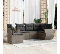 JHQHSM Set di 5 divani da giardino con cuscino grigio polyrattan, design modulare e rivestimenti rimovibili per lavaggio e manutenzione flessibili, robusto telaio in acciaio per terrazza