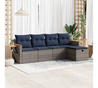 JHQHSM Set di 5 divani da giardino con cuscino grigio polyrattan, resistente alle intemperie, con spazio di archiviazione e rivestimenti rimovibili per terrazza e balconi. Questo titolo soddisfa tutti
