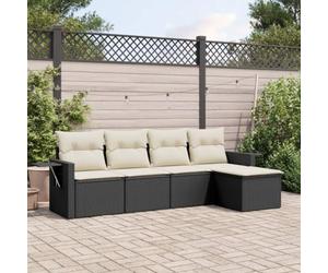 JHQHSM Set di 5 divani da giardino in polyrattan nero con cuscino, vano portaoggetti e tavolino - mobili in rattan PE resistente alle intemperie **Dichiarazione dell'ottimizzazione:**