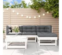 JHQHSM Set di 5 lounge da giardino in legno massello di pino bianco con design a doghe per terrazza, balcone, giardino, telaio in legno robusto, design modulare per una combinazione flessibile, per