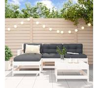 JHQHSM Set di 5 lounge da giardino in legno massello di pino bianco con design a doghe per terrazza e balcone, struttura in legno resistente, design modulare per una combinazione flessibile, per