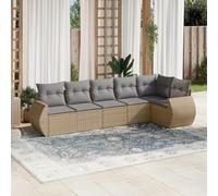 JHQHSM Set di 6 divani da giardino con cuscino beige polyrattan, design modulare e rivestimenti rimovibili per lavaggio e manutenzione flessibili, robusto telaio in acciaio verniciato a polvere