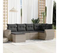 JHQHSM Set di 6 divani da giardino con cuscino, grigio chiaro, in polyrattan, design modulare con vano portaoggetti, resistente alle intemperie, in rattan sintetico, rivestimento rimovibile, comodo