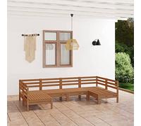 JHQHSM Set di 6 mobili da giardino in legno massello di pino marrone miele, resistenti alle intemperie, con design a pallet, per terrazza e giardino, struttura modulare, durevole